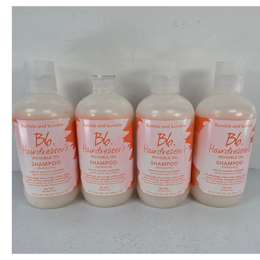 Lot of 4 Bumble and Bumble Hairdressers Invisible Oil Shampoo 8.5oz Dry Hair